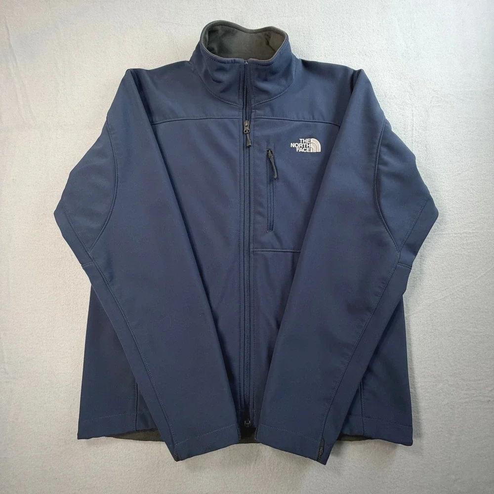 The North Face Apex Bionic Fleece Lined Softshell Jacket M Navy Blue Full Zip
